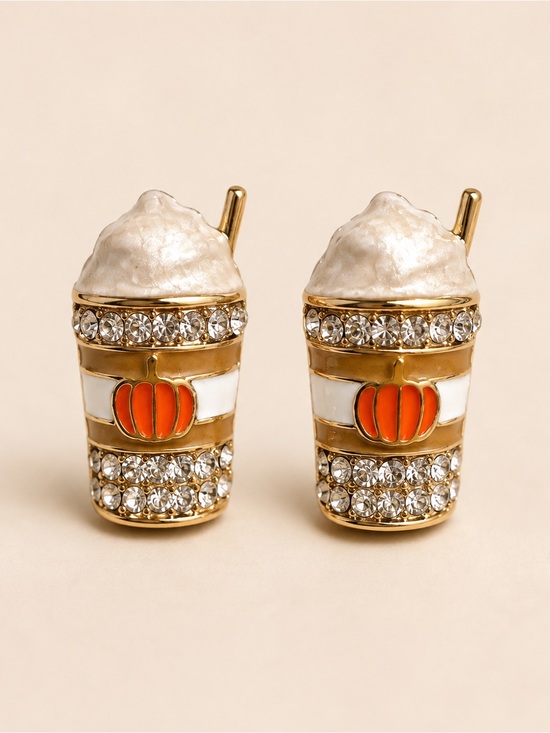 Jewelry - Pumpkin Spice Latte Rhinestone Earings